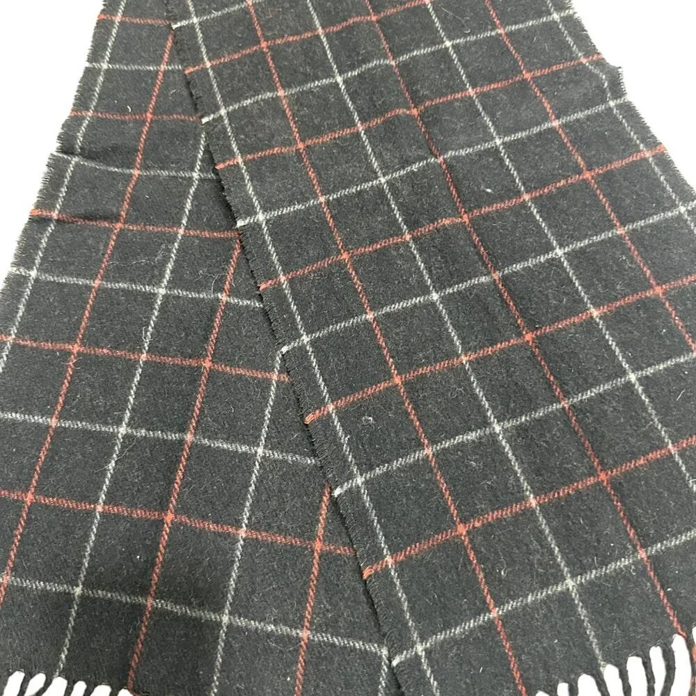 Burberrys Classic Check Scarf Black 100% Lambswool Unisex Scarf Made In England - Picture 4 of 7